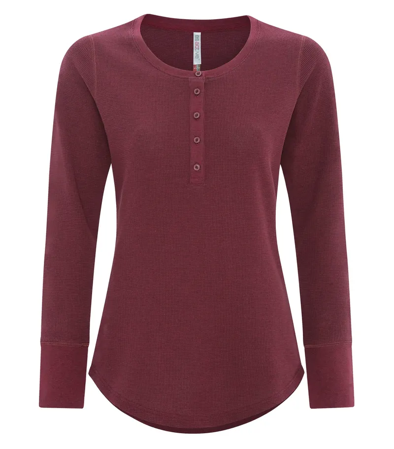 ATC™ ESACTIVE® ATC™ ESACTIVE® VINTAGE THERMAL LONG SLEEVE LADIES' HENLEY — Cardinal Heather