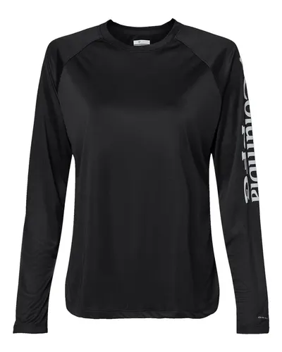 Columbia Columbia Women's PFG Tidal Tee™ II Long Sleeve in Black/ Cirrus Grey, front view
