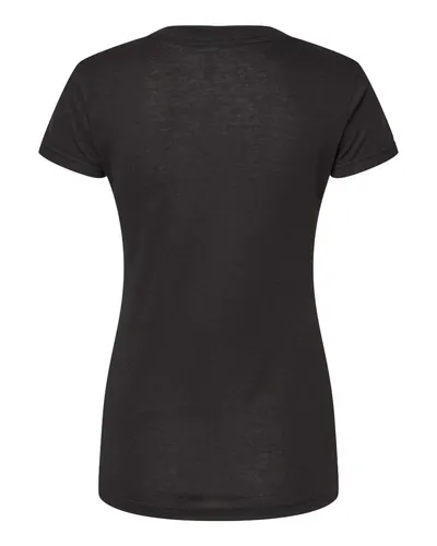 M&O M&O Women's Deluxe Blend V-Neck T-Shirt in Black, back view