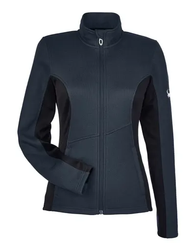 Spyder Spyder Women's Constant Full-Zip Sweater Fleece Jacket in Frontier/ Black/ White, front view