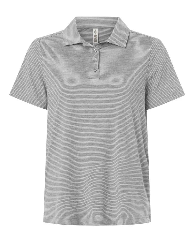Team 365 Team 365 Women's Relay Heathered Stripe Polo — Athletic Heather/ White