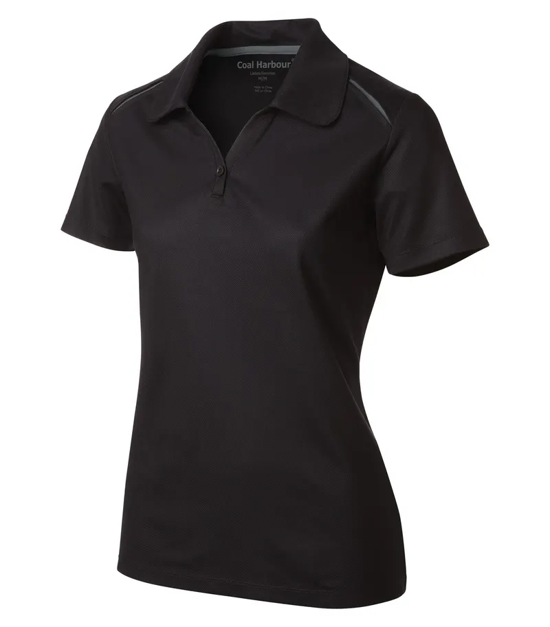 Coal Harbour® COAL HARBOUR® SNAG RESISTANT CONTRAST INSET LADIES' POLO — Black/Coal Grey
