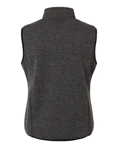 North End North End Women's Jasper Jacquard Fleece Vest in Black/ Grey, back view