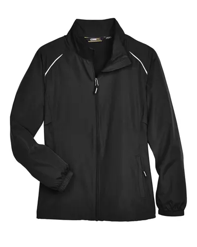 CORE365 CORE365 Women's Techno Lite Motivate Unlined Lightweight Jacket in Black, front view