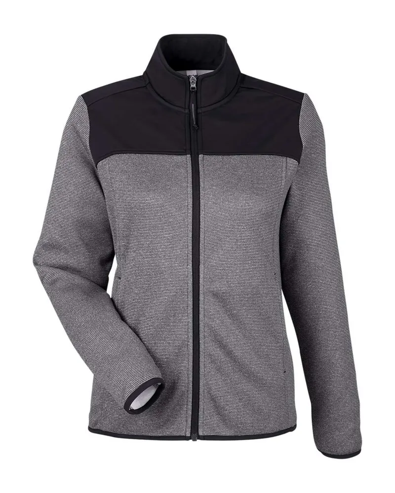 CORE365 CORE365 Women's Venture Heathered Stripe Hybrid Jacket — Black/ White