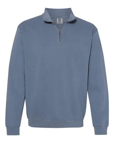 Comfort Colors Comfort Colors Unisex Garment-Dyed Quarter-Zip Sweatshirt in Blue Jean, front view