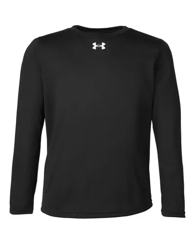 Under Armour Under Armour Youth Tech™ Team Long Sleeve T-Shirt in Black/ White, front view