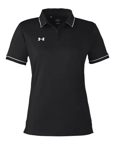 Under Armour Under Armour Women's Tipped Teams Performance Polo in Black/ White, front view