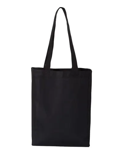 Q-Tees Q-Tees 12L Gussetted Shopping Bag in Black, back view