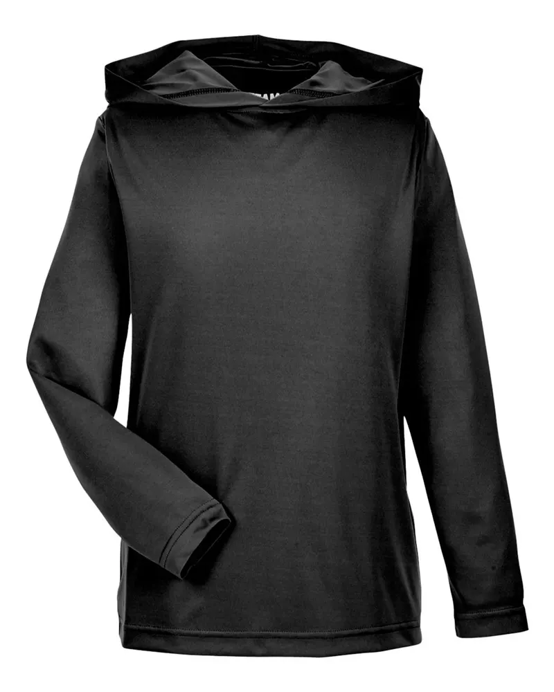 Team 365 Team 365 Youth Zone Performance Hooded Long Sleeve T-Shirt — Black