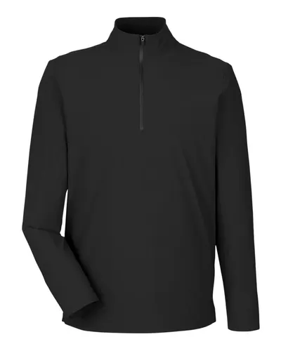 Devon & Jones Devon & Jones Men's CrownLux Performance® Windsor Welded Quarter-Zip Pullover in Black, front view