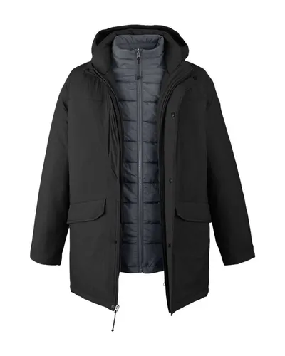 CORE365 CORE365 Men's Inspire 3-in-1 Jacket with Insulated Liner in Black/ Carbon, front view