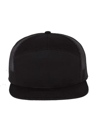 Richardson Richardson Seven-Panel Trucker Cap in Black, front view