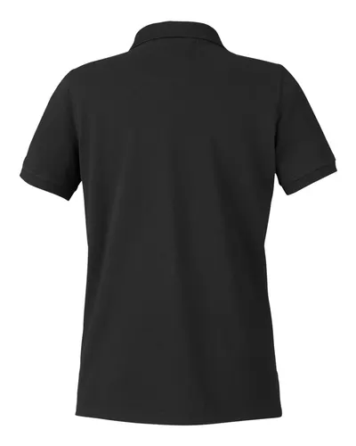Harriton Harriton Women's Valiant Cotton Snag Protect Polo in Black, back view