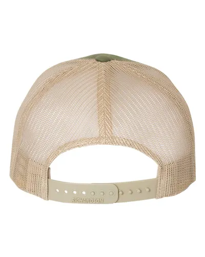 Richardson Richardson Five-Panel Trucker Cap in Army Olive Green/ Tan, back view