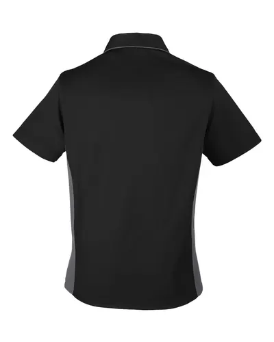 Harriton Harriton Women's Flash IL Colorblock Shirt in Black/ Dark Charcoal, back view