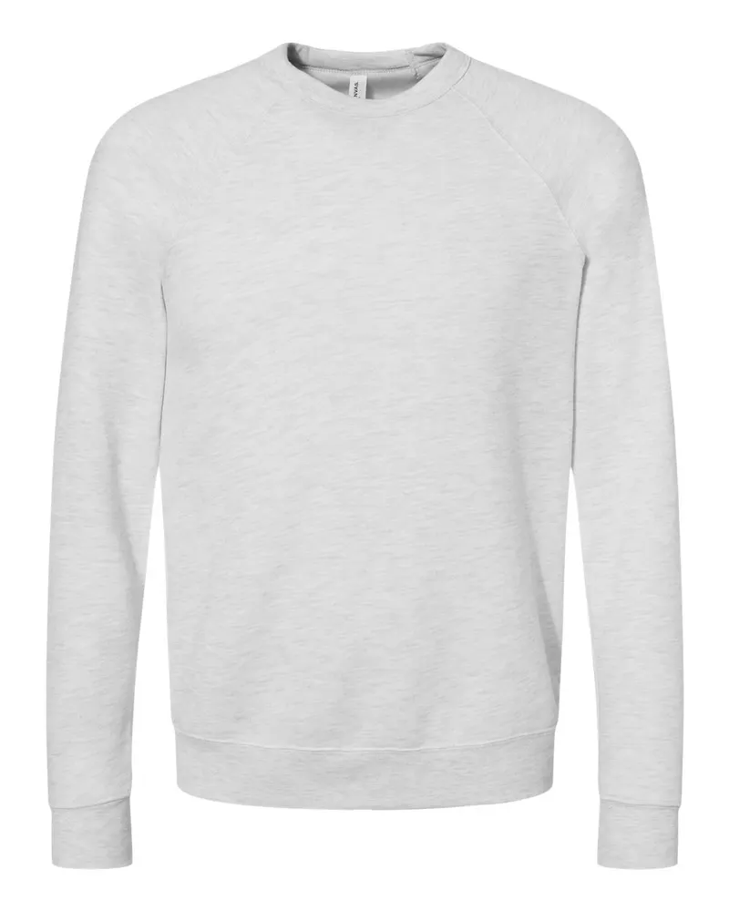 BELLA + CANVAS BELLA + CANVAS Unisex Sponge Fleece Raglan Crewneck Sweatshirt — Ash