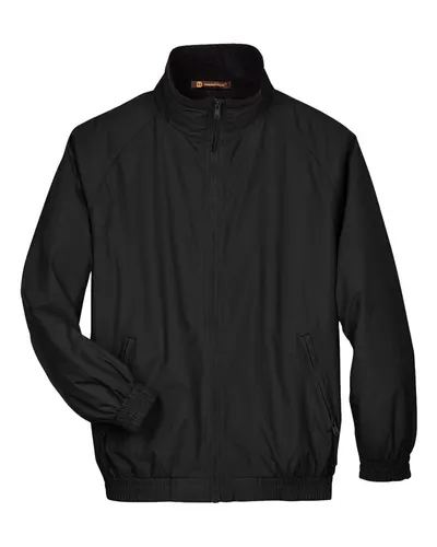 Harriton Harriton Unisex Fleece Lined Nylon Jacket in Black/ Black, front view