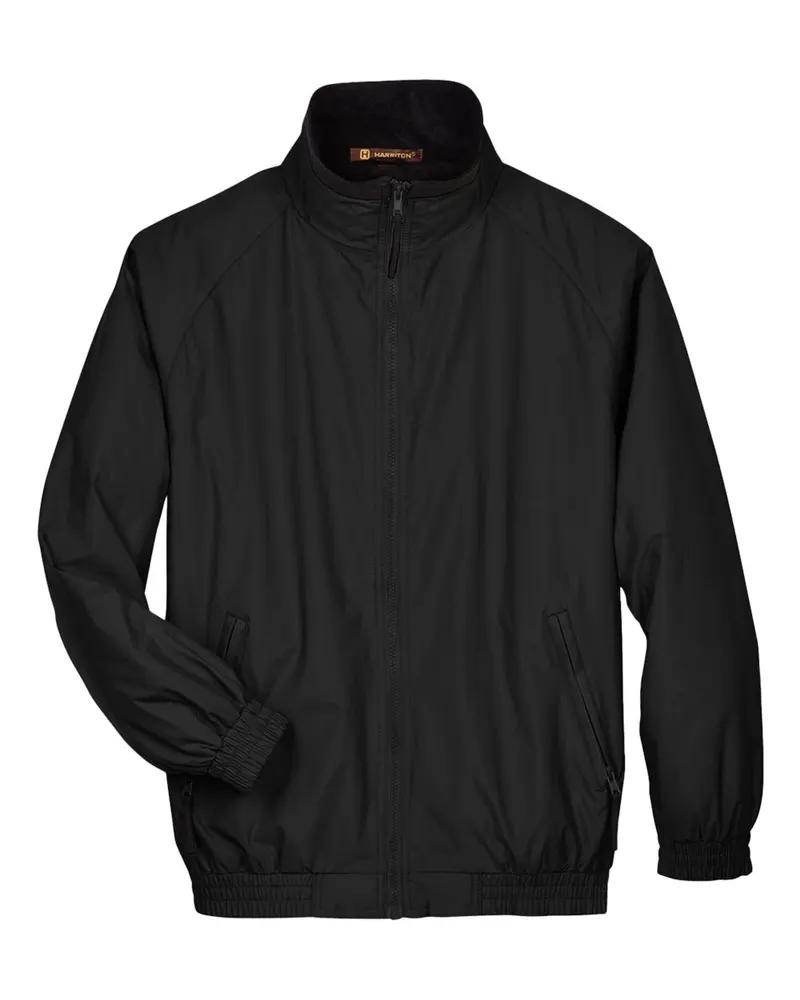 Harriton Harriton Unisex Fleece Lined Nylon Jacket — Black/ Black
