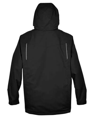 CORE365 CORE365 Men's Region 3-in-1 Jacket with Fleece Liner in Black, back view