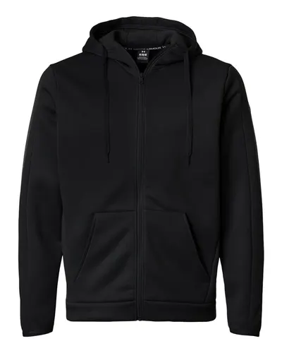 Under Armour Under Armour Men's Armour Fleece Pro Hooded Full-Zip in Black/ White, front view