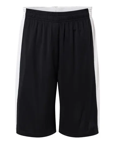 Team 365 Team 365 Unisex Zone Performance Reversible Shorts in Black/ White, front view