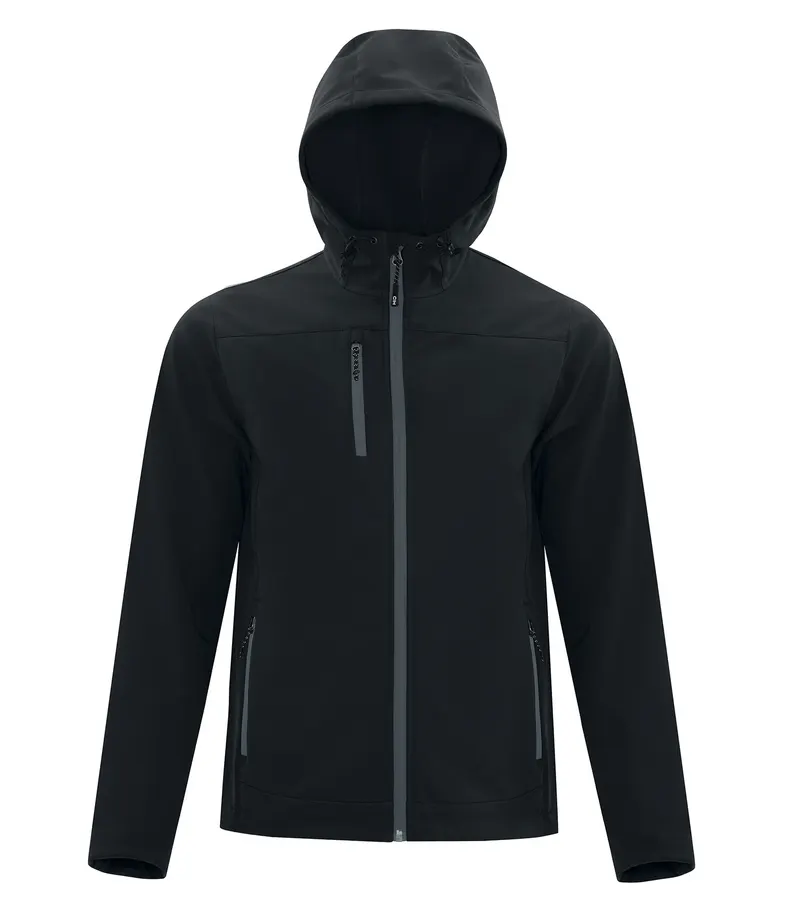 Coal Harbour® COAL HARBOUR® EVERYDAY HOODED WATER REPELLENT STRETCH SOFT SHELL JACKET — Black