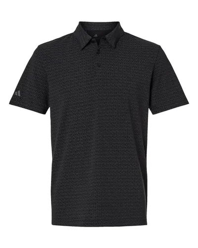 Adidas Adidas Men's Blended Printed Polo in Black, front view