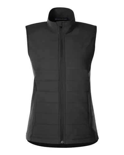 Devon & Jones Devon & Jones Women's New Classics® Charleston Hybrid Vest in Black/ Melange Black, front view