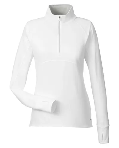 Puma Golf Puma Golf Women's Gamer Golf Quarter-Zip Pullover in Bright White, front view