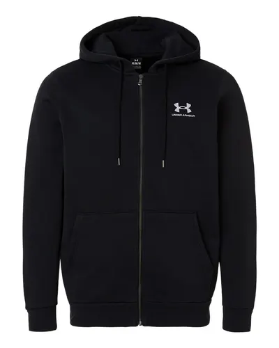 Under Armour Under Armour Men's Icon Fleece Hooded Full-Zip in Black/ White, front view