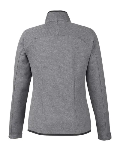 CORE365 CORE365 Women's Venture Heathered Stripe Full-Zip Jacket in Black/ White, back view