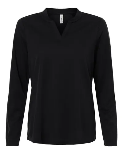 CORE365 CORE365 Women's Nova Performance Long Sleeve Pique Polo in Black, front view