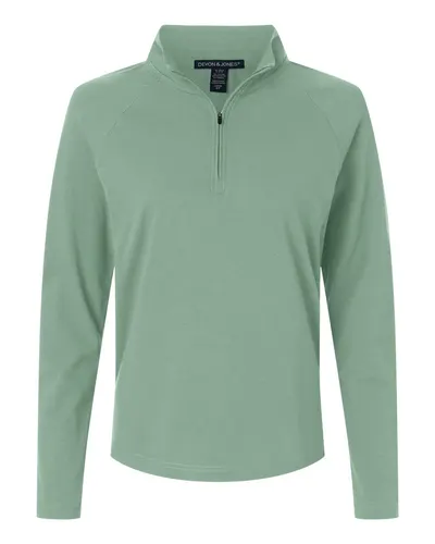 Devon & Jones Devon & Jones Women's Seaton Pebble Textured Quarter-Zip Pullover in Balsam Green, front view