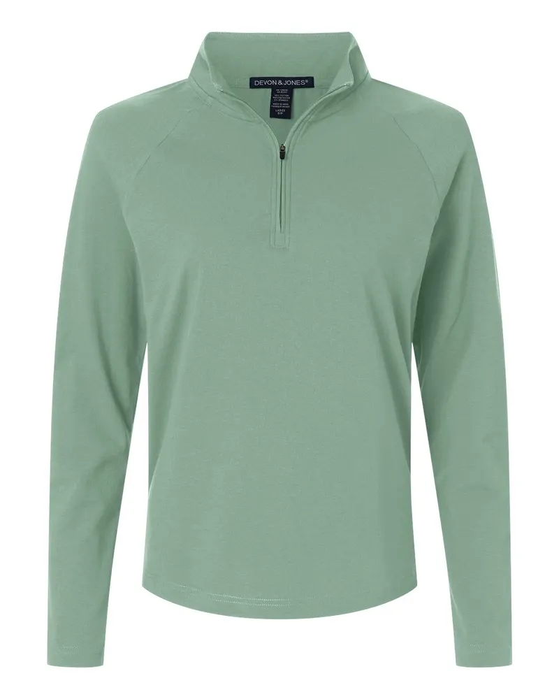 Devon & Jones Devon & Jones Women's Seaton Pebble Textured Quarter-Zip Pullover — Balsam Green