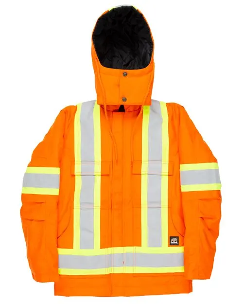 Berne Apparel Berne Apparel Safety Striped Arctic Insulated Chore Coat — Black