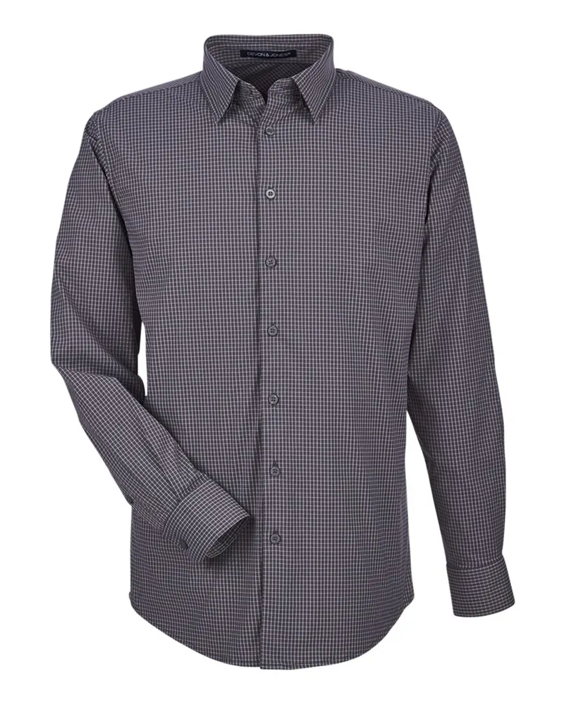 Devon & Jones Devon & Jones Men's CrownLux Performance® Tonal Mini Check Woven Dress Shirt — Carbon