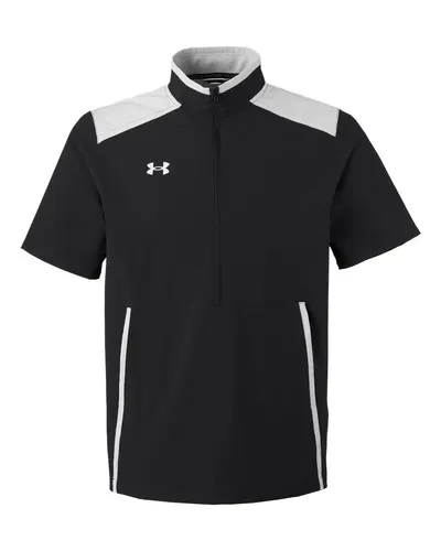 Under Armour Under Armour Men's Motivate 3.0 Short Sleeve Half-Zip in Black/ Mod Grey/ White, front view