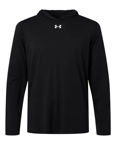 Under Armour Under Armour Men's Team Vanish Hooded Long Sleeve T-Shirt in Black/ White, front view