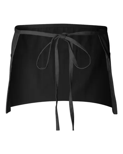 Q-Tees Q-Tees Waist Apron with Pockets in Black, back view