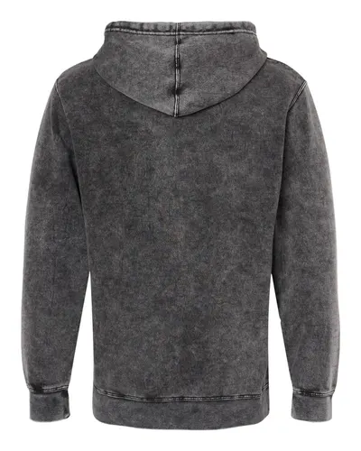 Independent Trading Co. Independent Trading Co. Unisex Midweight Mineral Wash Hooded Sweatshirt in Black, back view