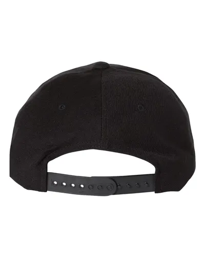 YP Classics YP Classics Premium Five-Panel Curved Bill Snapback Cap in Black, back view