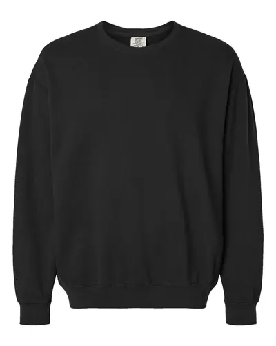 Comfort Colors Comfort Colors Unisex Garment-Dyed Lightweight Crewneck Sweatshirt in Black, front view