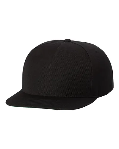 YP Classics YP Classics Premium Five-Panel Snapback Cap in Black, front view