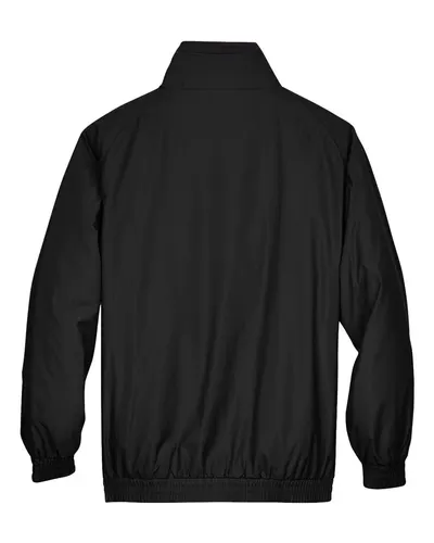 Harriton Harriton Unisex Fleece Lined Nylon Jacket in Black/ Black, back view