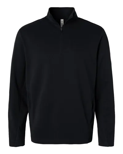 Team 365 Team 365 Unisex Squad Cadet Quarter-Zip Tech Fleece Pullover in Black, front view