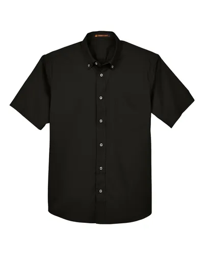 Harriton Harriton Men's Easy Blend™ Twill Dress Shirt with Stain-Release in Black, front view