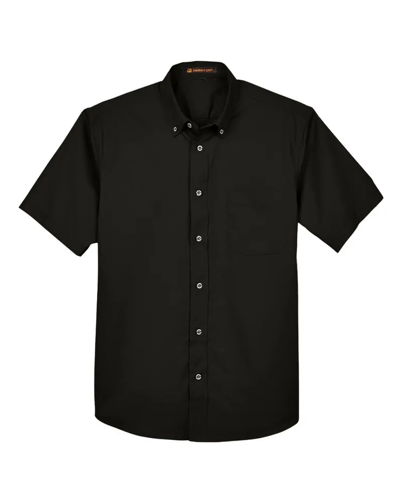 Harriton Harriton Men's Easy Blend™ Twill Dress Shirt with Stain-Release — Black