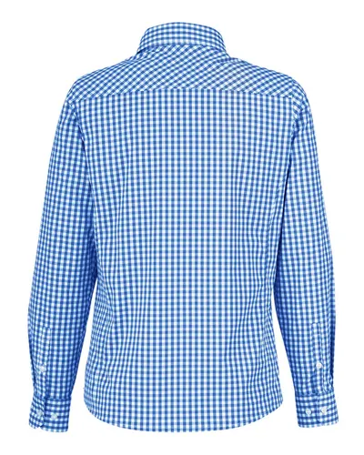 Devon & Jones Devon & Jones Women's CrownLux Performance® Gingham Dress Shirt in French Blue/ White, back view