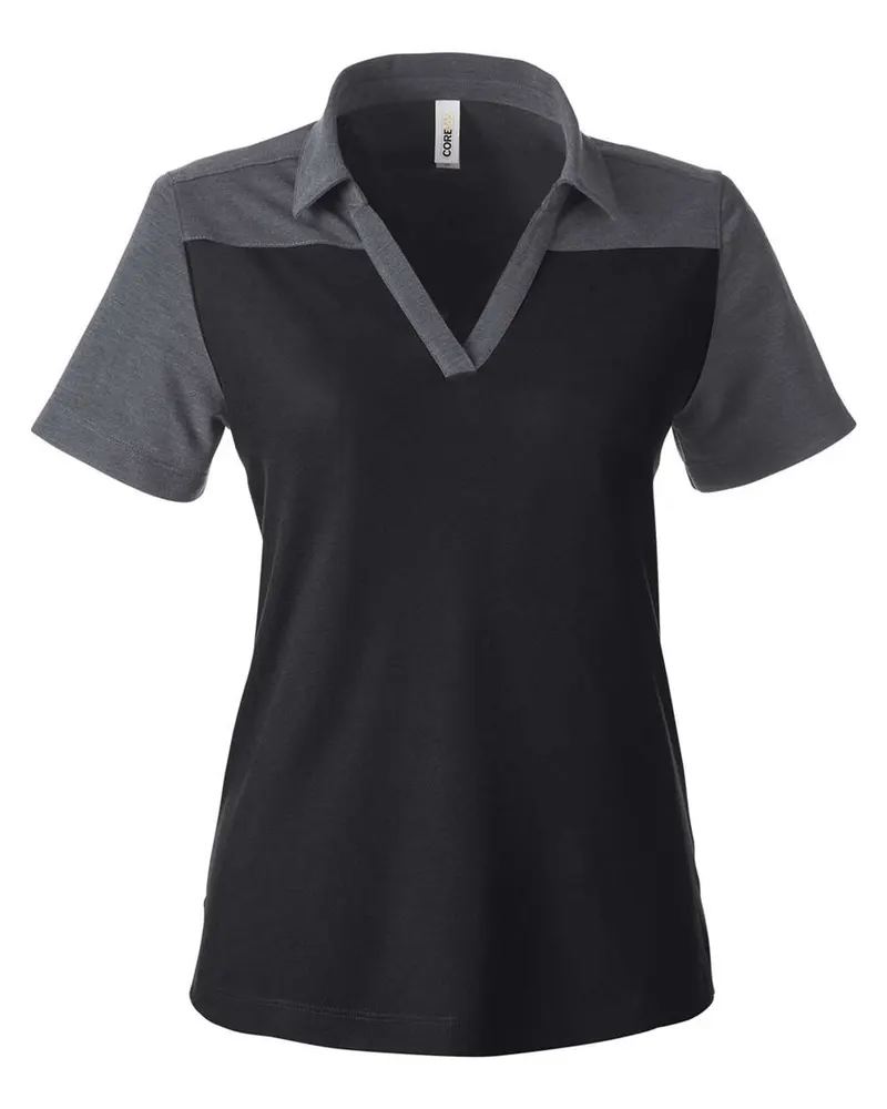 CORE365 CORE365 Women's Fusion ChromaSoft™ Colorblock Polo — Black/ Carbon Heather